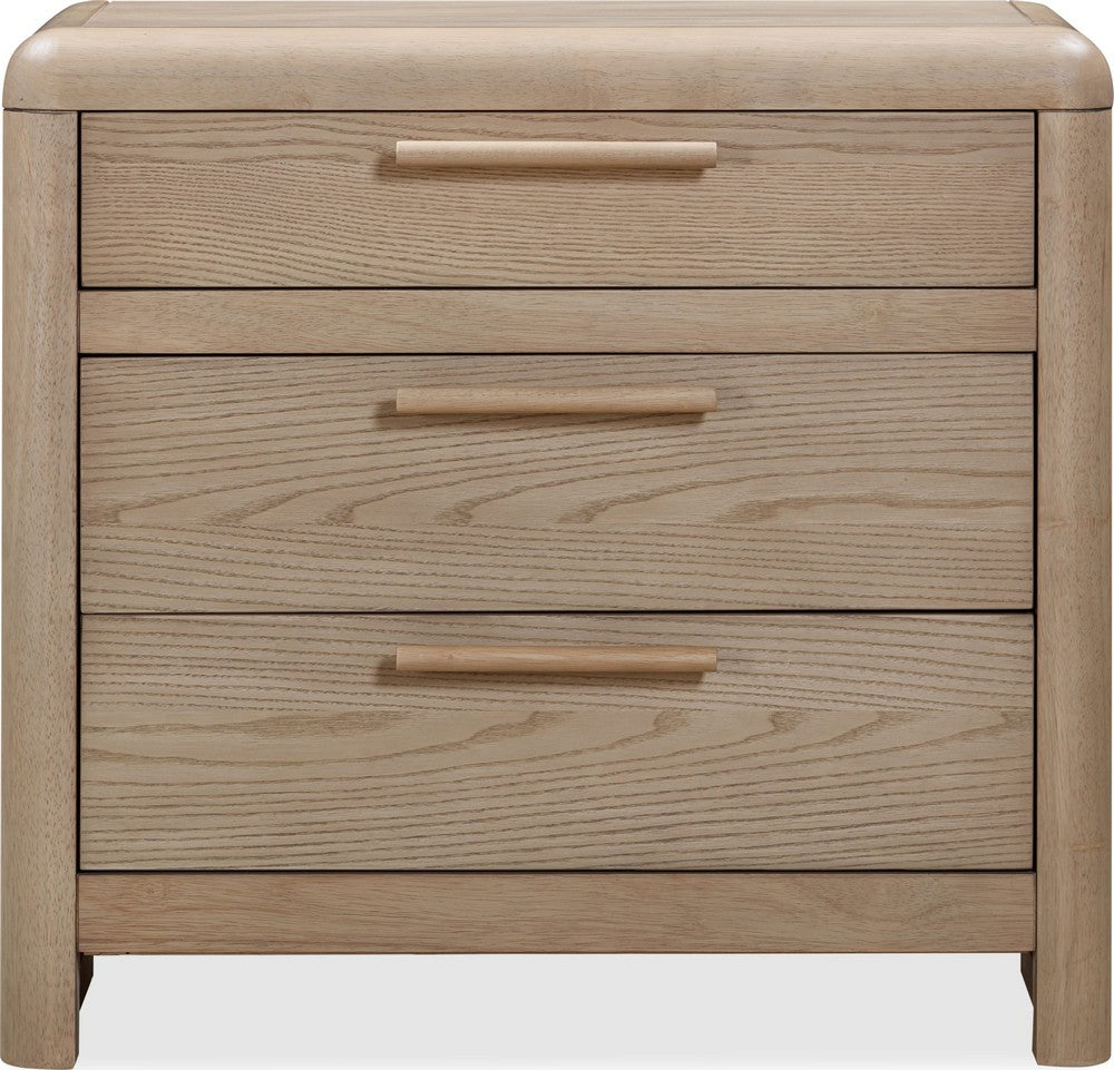 Modus Furniture - Furano Three Drawer Ash Wood Nightstand in Ginger - QDTW81B view 2