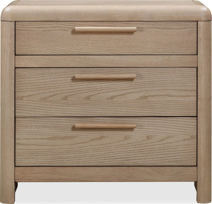 Modus Furniture - Furano Three Drawer Ash Wood Nightstand in Ginger - QDTW81B view 2