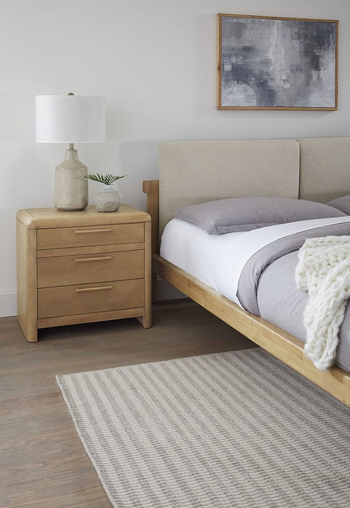 Modus Furniture - Furano Three Drawer Ash Wood Nightstand in Ginger - QDTW81B view 3