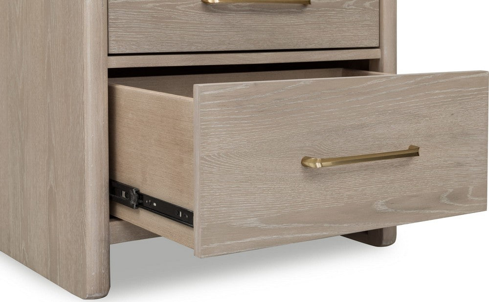 Modus Furniture - Gardenia 2 Drawer Oak Wood Nightstand in Chai - SDTK81 view 3