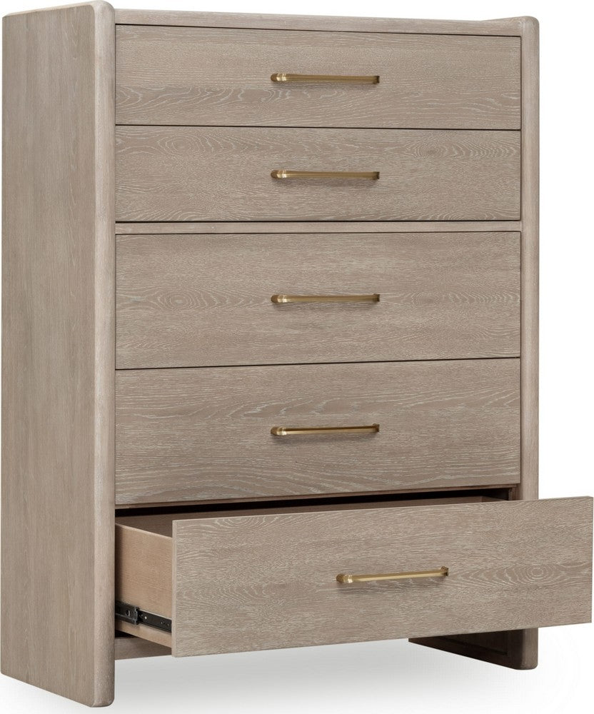 Modus Furniture - Gardenia Five Drawer Oak Wood Chest in Chai - SDTK84 view 3