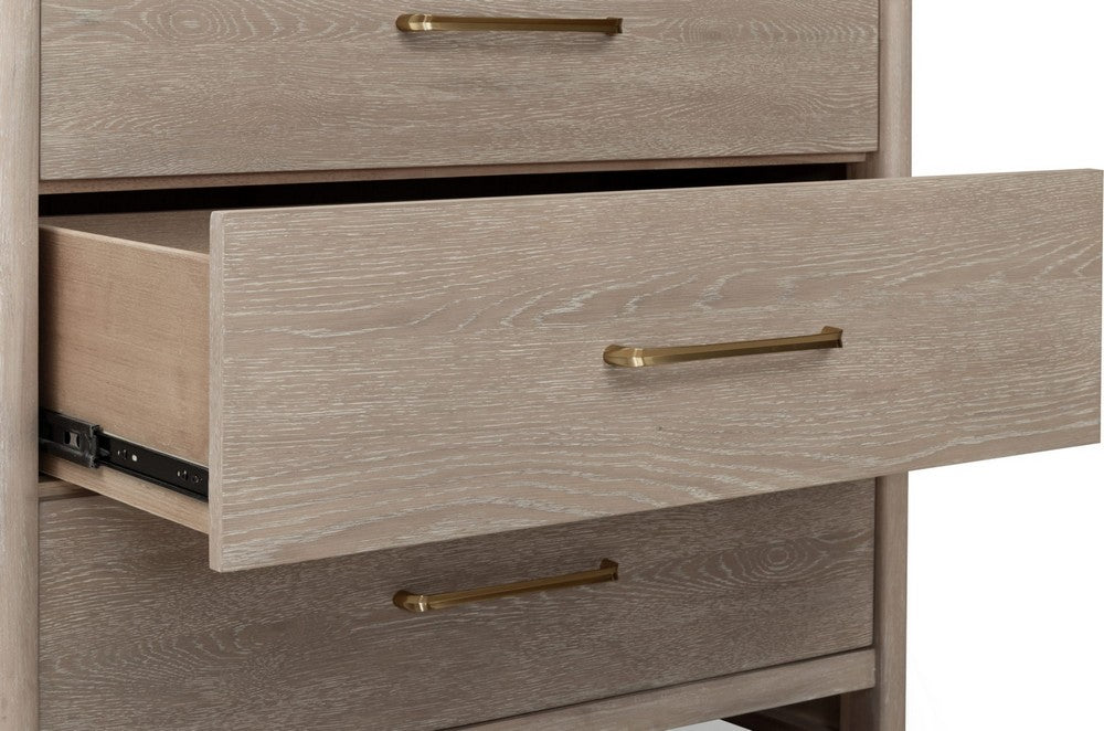 Modus Furniture - Gardenia Five Drawer Oak Wood Chest in Chai - SDTK84 view 7