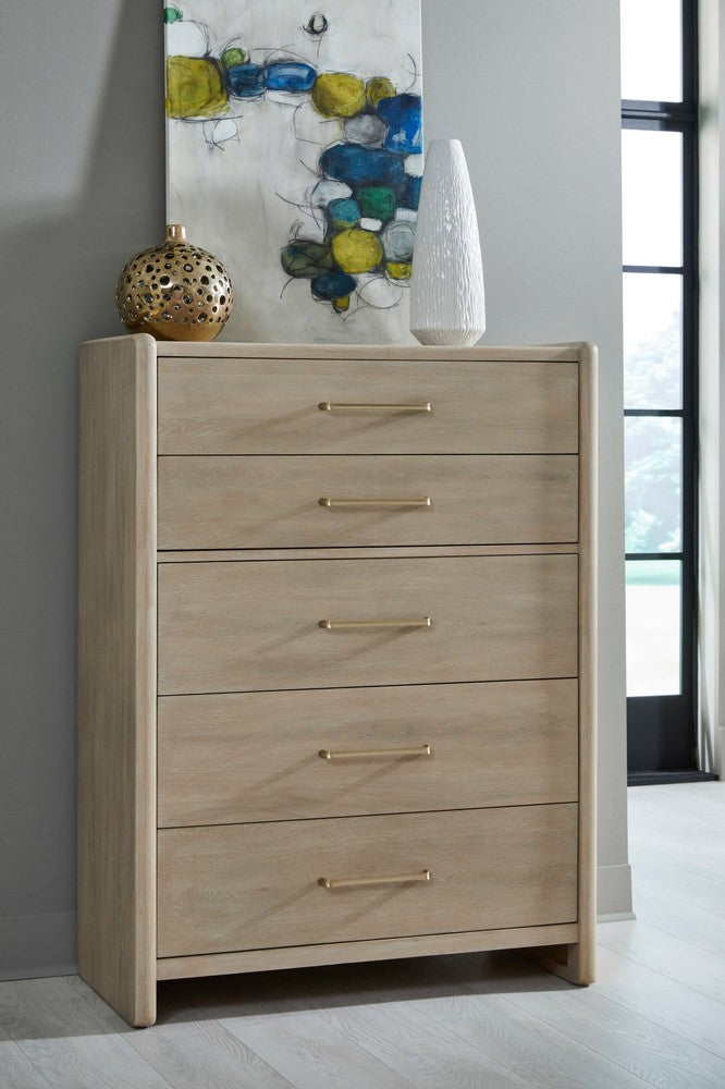 Modus Furniture - Gardenia Five Drawer Oak Wood Chest in Chai - SDTK84 view 10