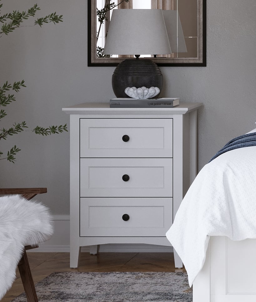 Modus Furniture - Grace Three Drawer Nightstand in Snowfall White - PNRA81 view 5