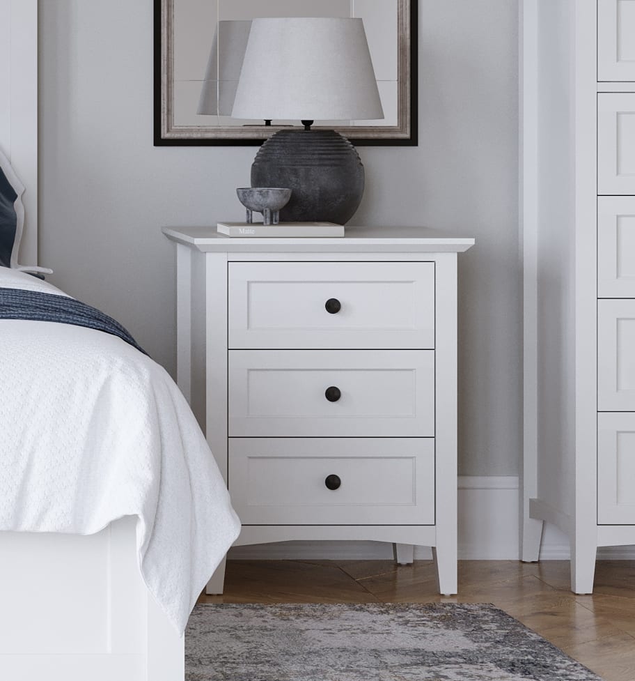 Modus Furniture - Grace Three Drawer Nightstand in Snowfall White - PNRA81 view 6