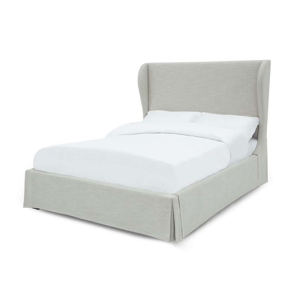 Modus Furniture - Hera California King-Size Upholstered Skirted Panel Bed in Oatmeal - CB96H61 veiw 4