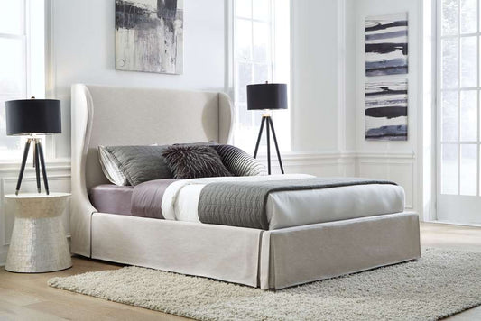 Modus Furniture - Hera King-Size Upholstered Skirted Panel Bed in Oatmeal - CB96H71 veiw 1