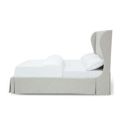 Modus Furniture - Hera Queen-Size Upholstered Skirted Storage Panel Bed in Oatmeal - CB96J51 veiw 6
