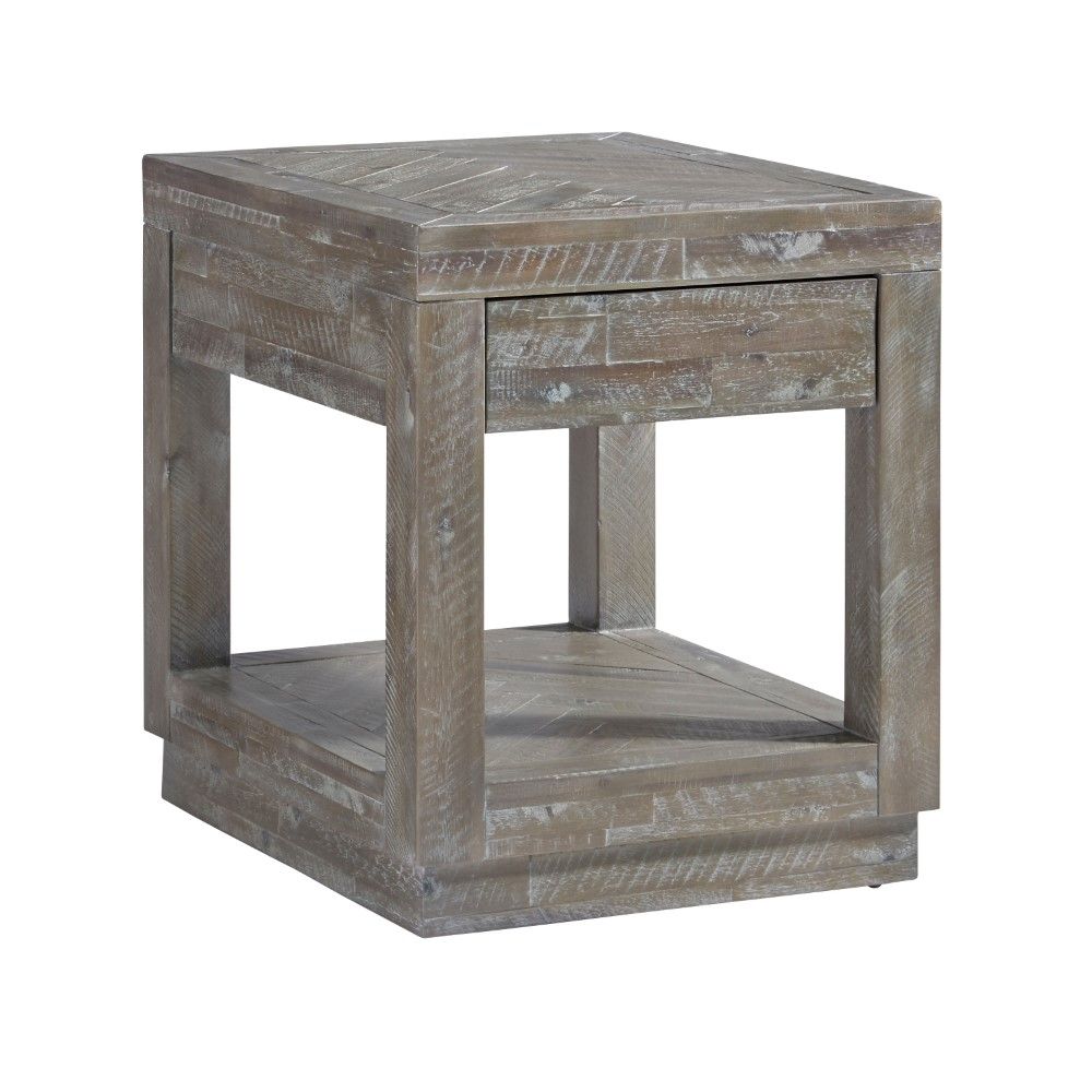 Modus Furniture - Herringbone Solid Wood One Drawer End Table in Rustic Latte - 5QS322 veiw 1