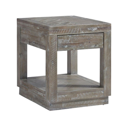 Modus Furniture - Herringbone Solid Wood One Drawer End Table in Rustic Latte - 5QS322 veiw 1