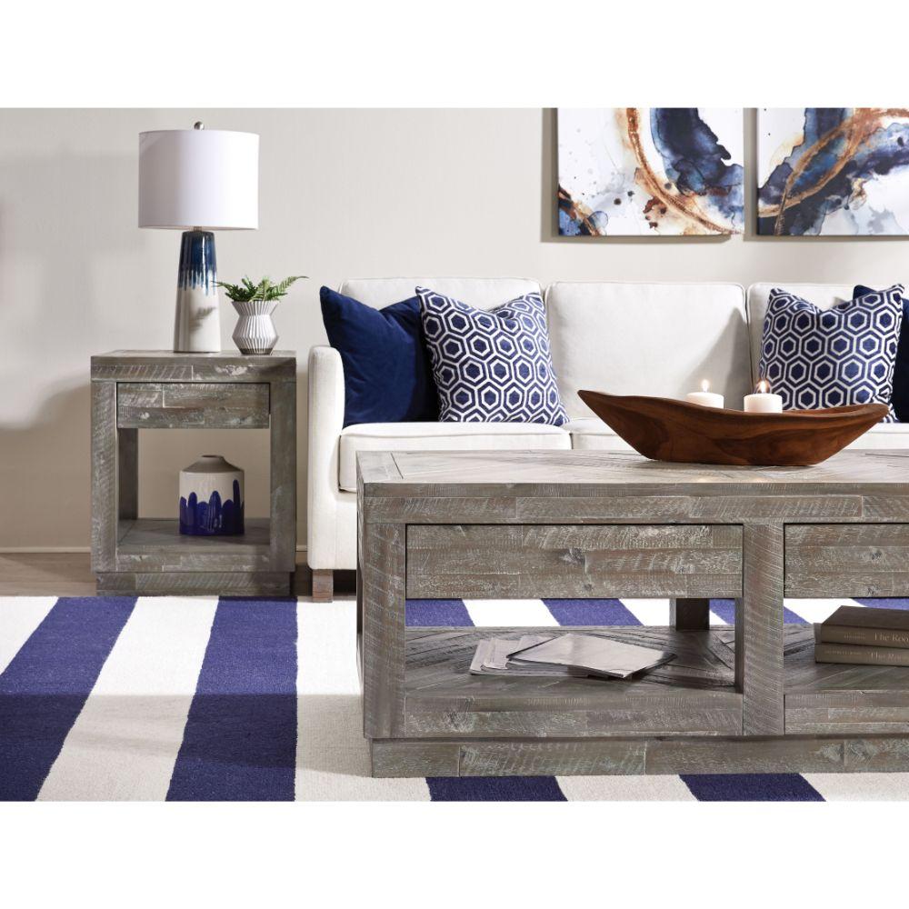 Modus Furniture - Herringbone Solid Wood One Drawer End Table in Rustic Latte - 5QS322 veiw 3