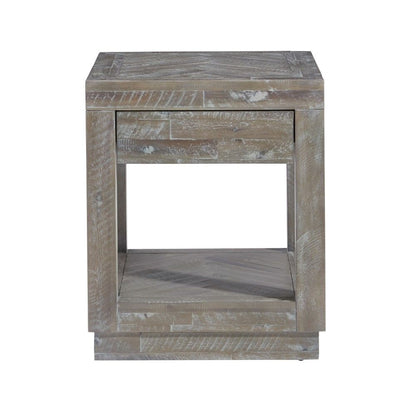 Modus Furniture - Herringbone Solid Wood One Drawer End Table in Rustic Latte - 5QS322 veiw 5