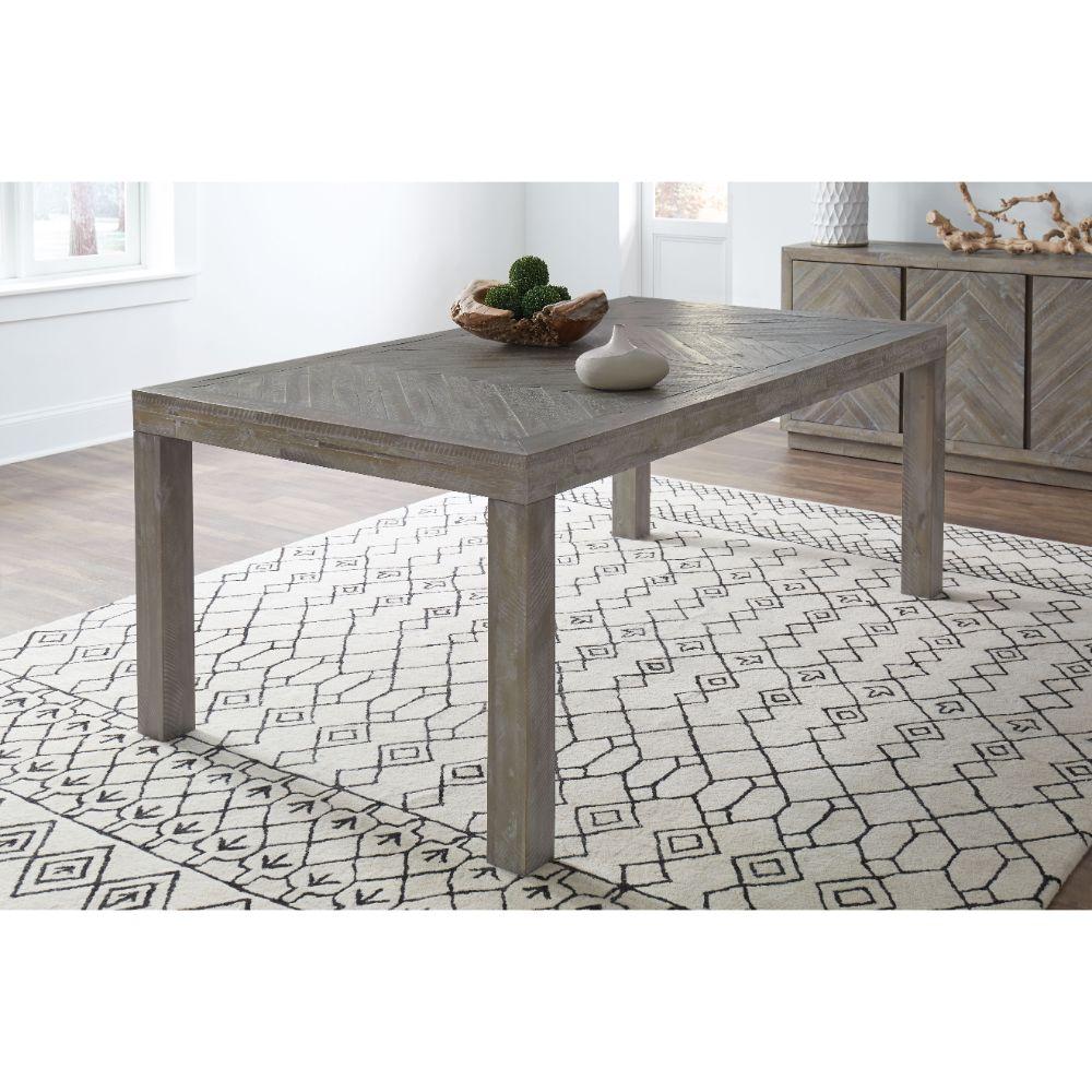 Modus Furniture - Herringbone Solid Wood Rectangular Dining Table in Rustic Latte - 5QS361 veiw 2