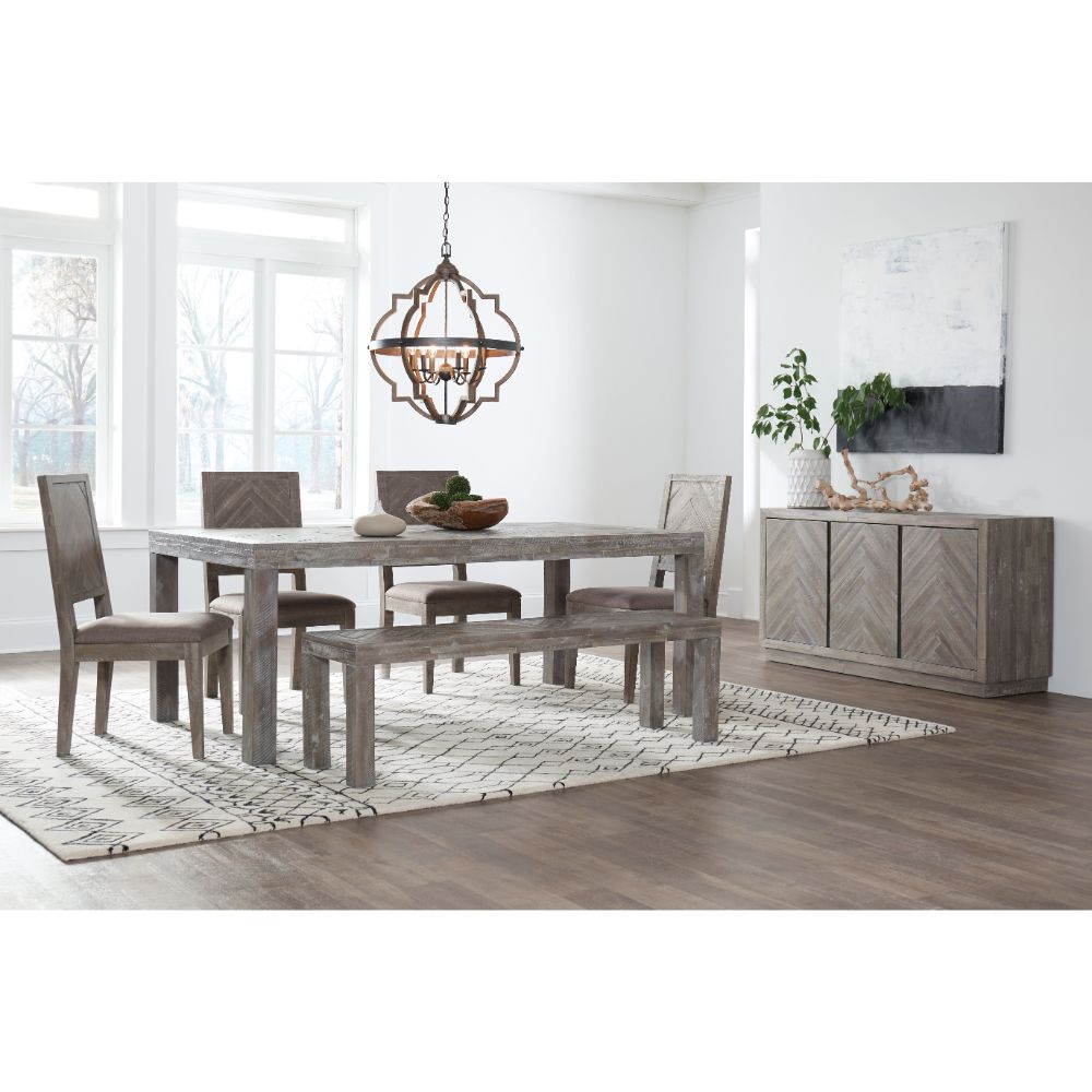Modus Furniture - Herringbone Solid Wood Rectangular Dining Table in Rustic Latte - 5QS361 veiw 3
