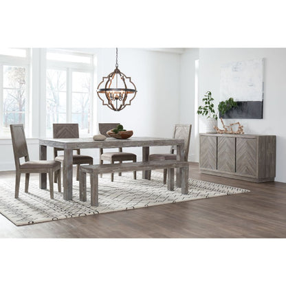 Modus Furniture - Herringbone Solid Wood Rectangular Dining Table in Rustic Latte - 5QS361 veiw 3