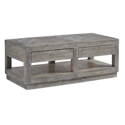 Modus Furniture - Herringbone Solid Wood Two Drawer Coffee Table in Rustic Latte - 5QS321 veiw 1