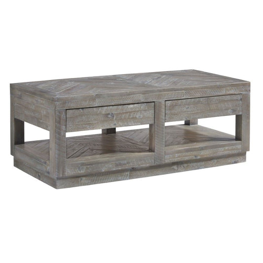 Modus Furniture - Herringbone Solid Wood Two Drawer Coffee Table in Rustic Latte - 5QS321 veiw 1