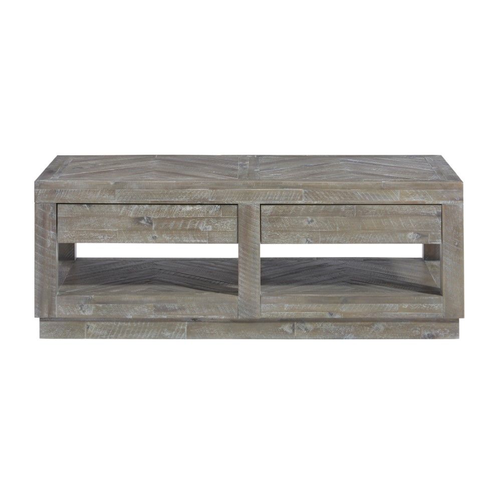 Modus Furniture - Herringbone Solid Wood Two Drawer Coffee Table in Rustic Latte - 5QS321 veiw 4