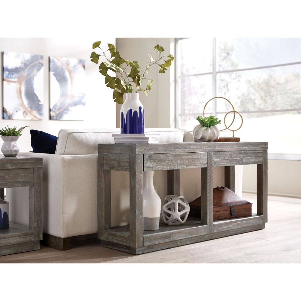 Modus Furniture - Herringbone Solid Wood Two Drawer Console in Rustic Latte - 5QS323 veiw 2