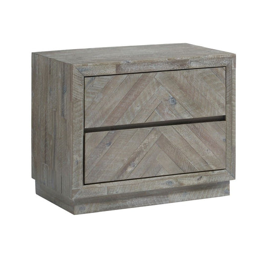 Modus Furniture - Herringbone Solid Wood Two Drawer Nightstand in Rustic Latte - 5QS381_CLOSEOUT veiw 1