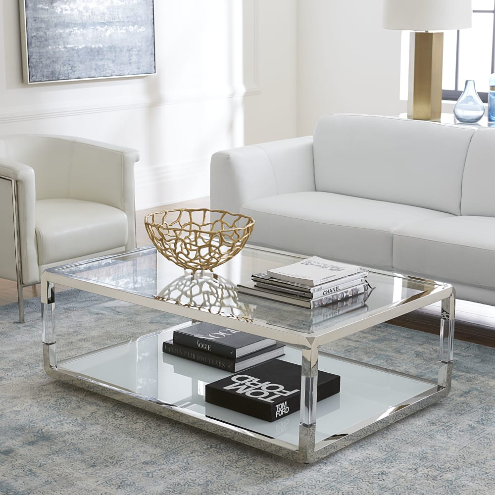 Modus Furniture - Jasper Coffee Table in Acrylic/White Glass/PSS - 8YW421 view 1