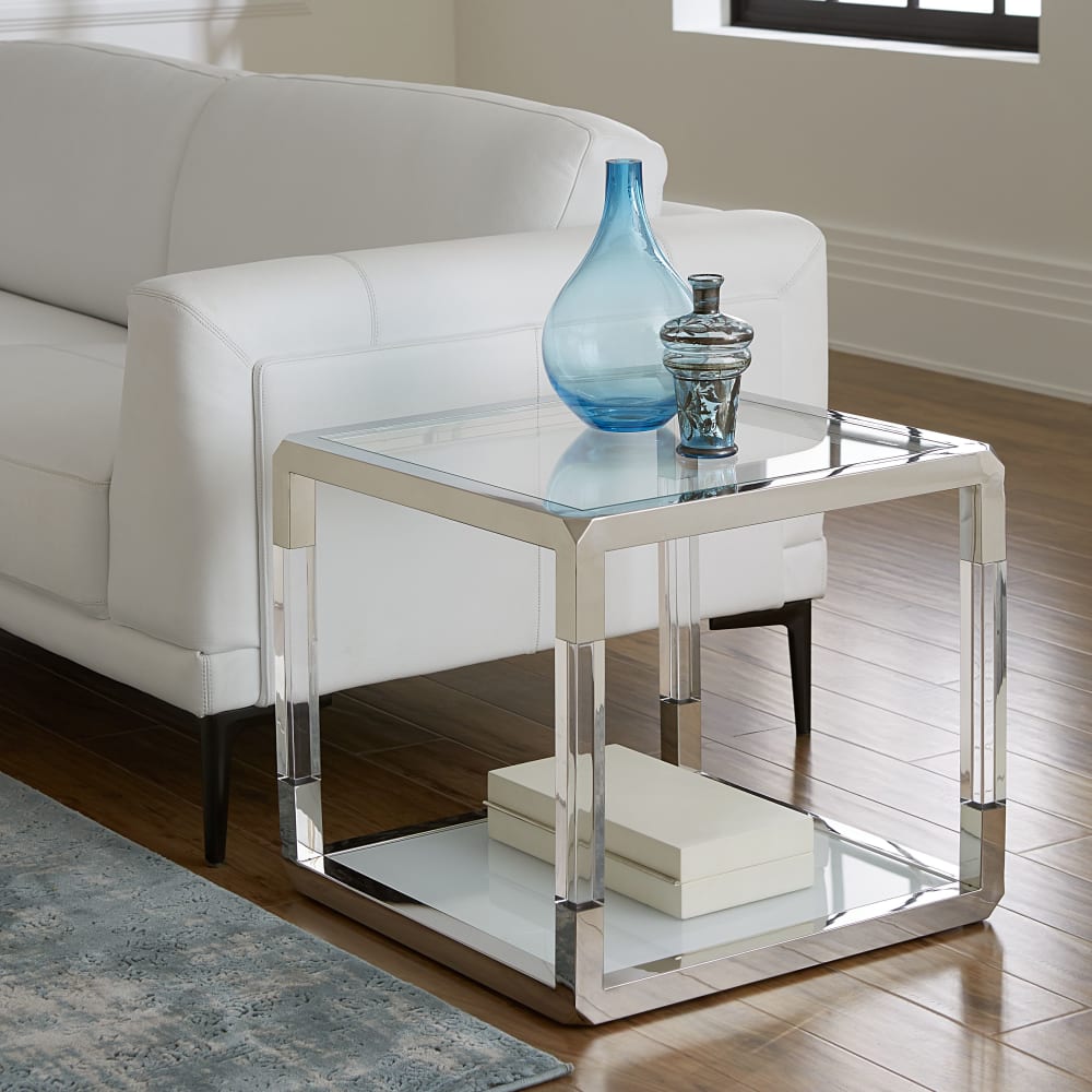 Modus Furniture - Jasper End Table in Acrylic/White Glass/PSS - 8YW422 view 1