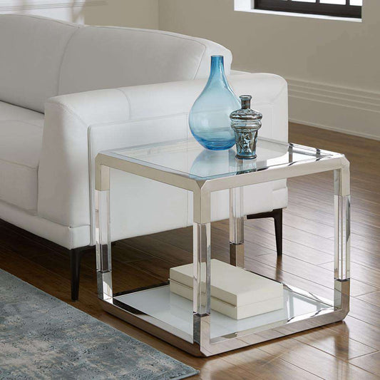Modus Furniture - Jasper End Table in Acrylic/White Glass/PSS - 8YW422 veiw 1