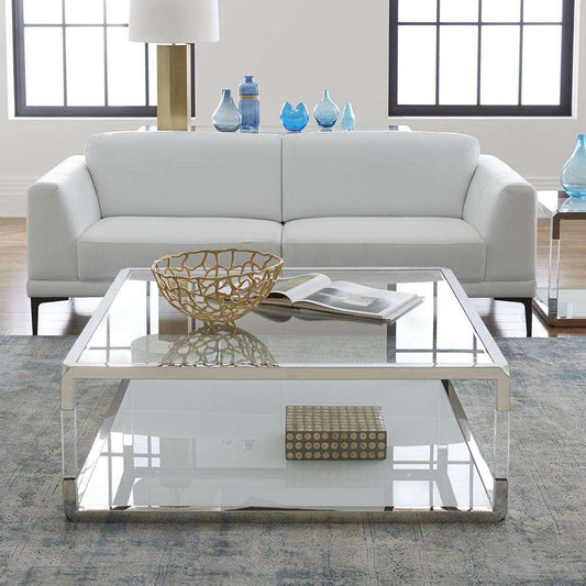 Modus Furniture - Jasper Square Coffee Table in Acrylic/White Glass/PSS - 8YW421BB veiw 1