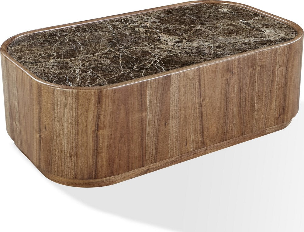 Modus Furniture - Juba Natural Marble and Walnut Coffee Table with Casters in Mongoose - UWYT21 view 1