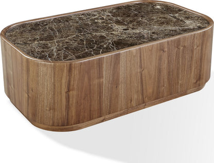 Modus Furniture - Juba Natural Marble and Walnut Coffee Table with Casters in Mongoose - UWYT21 view 1