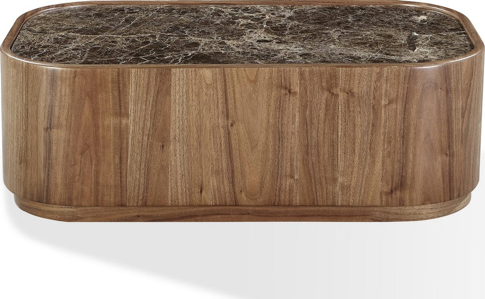 Modus Furniture - Juba Natural Marble and Walnut Coffee Table with Casters in Mongoose - UWYT21 view 2