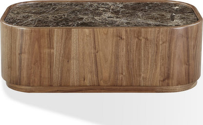 Modus Furniture - Juba Natural Marble and Walnut Coffee Table with Casters in Mongoose - UWYT21 view 2