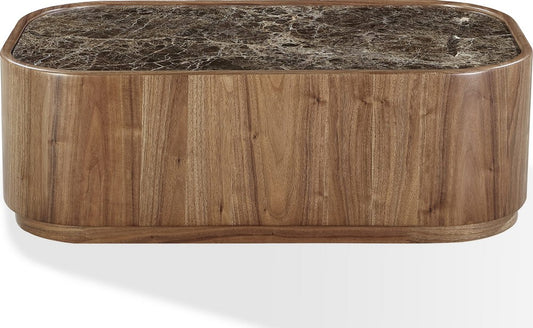 Modus Furniture - Juba Natural Marble and Walnut Coffee Table with Casters in Mongoose - UWYT21 view 2