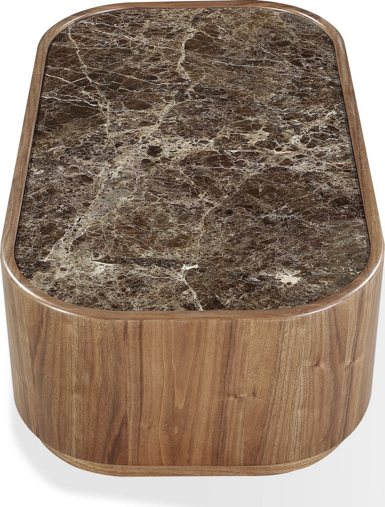 Modus Furniture - Juba Natural Marble and Walnut Coffee Table with Casters in Mongoose - UWYT21 view 3