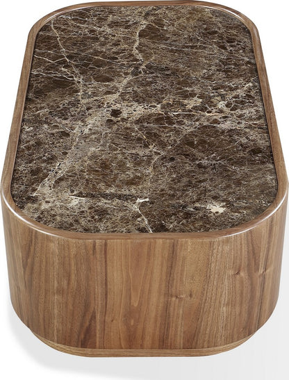 Modus Furniture - Juba Natural Marble and Walnut Coffee Table with Casters in Mongoose - UWYT21 view 3