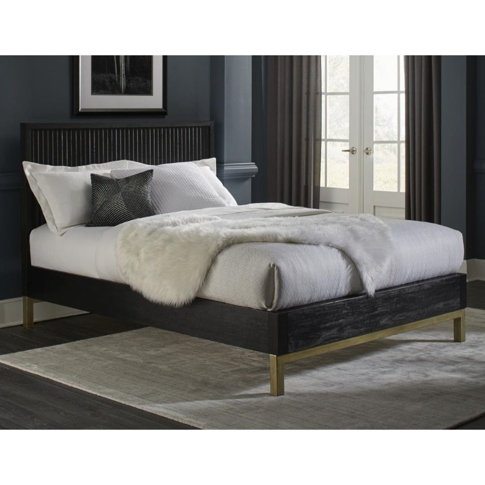 Modus Furniture - Kentfield Solid Wood Full-Size Platform Bed in Black Drifted Oak - 8ZU5P4 veiw 4
