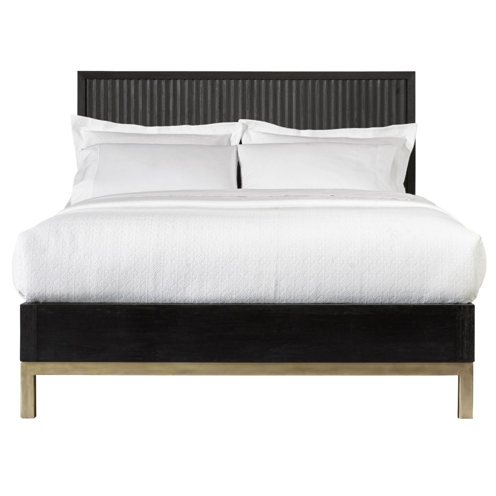 Modus Furniture - Kentfield Solid Wood Queen-Size Platform Bed in Black Drifted Oak - 8ZU5P5 veiw 1