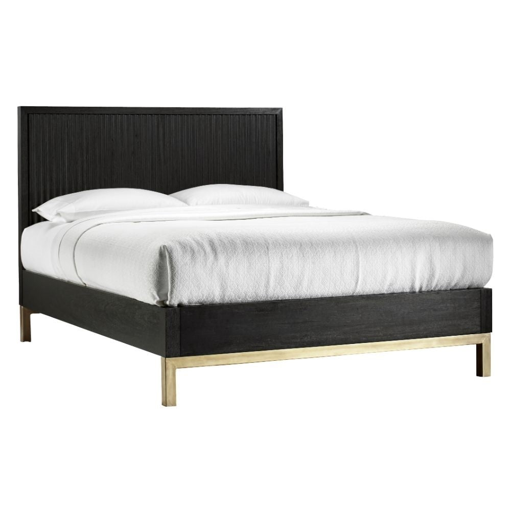 Modus Furniture - Kentfield Solid Wood Queen-Size Platform Bed in Black Drifted Oak - 8ZU5P5 veiw 4
