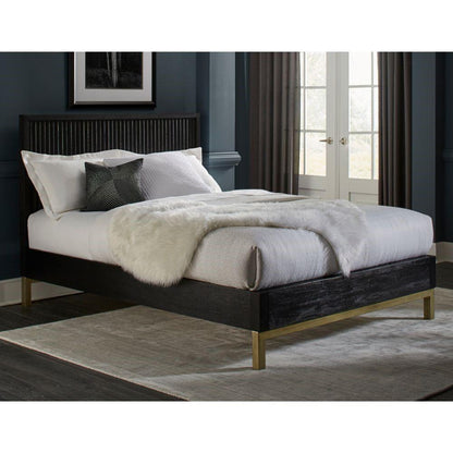Modus Furniture - Kentfield Solid Wood Queen-Size Platform Bed in Black Drifted Oak - 8ZU5P5 veiw 7