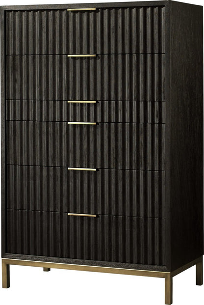 Modus Furniture - Kentfield Solid Wood Six Drawer Chest in Black Drifted Oak (2024) - 8ZU584A view 1
