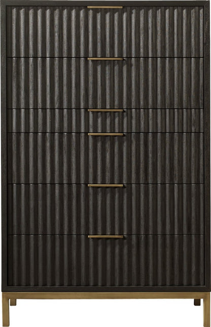Modus Furniture - Kentfield Solid Wood Six Drawer Chest in Black Drifted Oak (2024) - 8ZU584A view 2