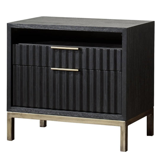 Modus Furniture - Kentfield Solid Wood Two Drawer Nightstand in Black Drifted Oak - 8ZU581 veiw 1