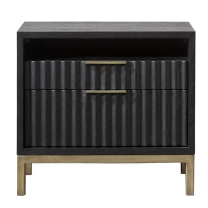 Modus Furniture - Kentfield Solid Wood Two Drawer Nightstand in Black Drifted Oak - 8ZU581 veiw 2