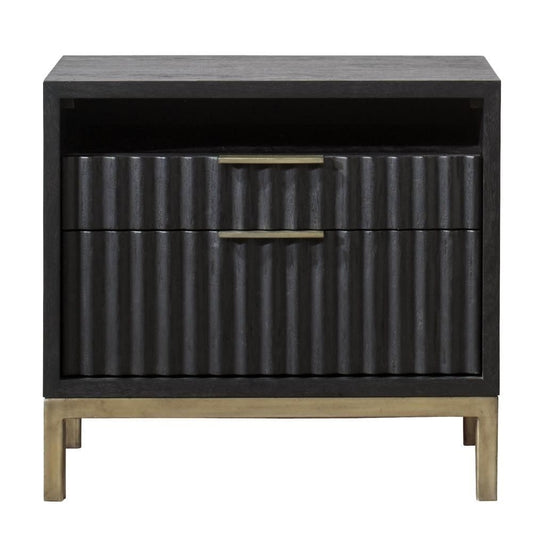 Modus Furniture - Kentfield Solid Wood Two Drawer Nightstand in Black Drifted Oak - 8ZU581 veiw 2
