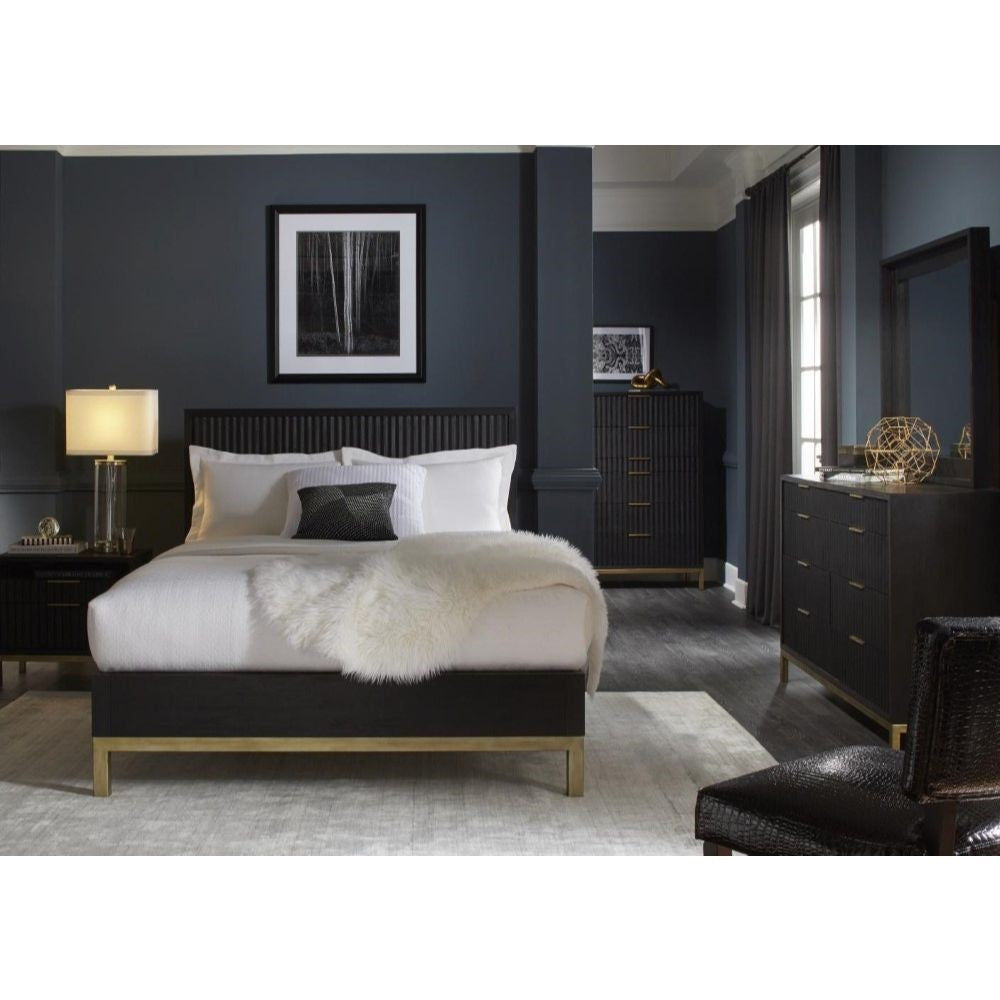 Modus Furniture - Kentfield Solid Wood Two Drawer Nightstand in Black Drifted Oak - 8ZU581 veiw 3