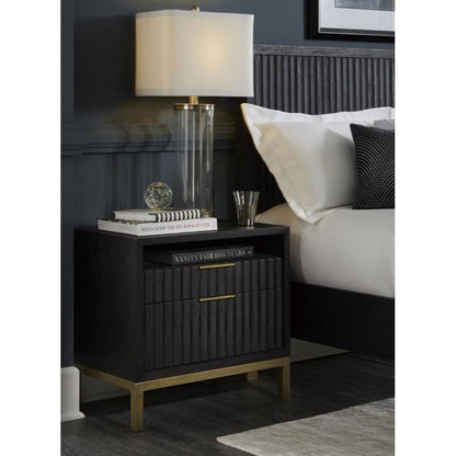 Modus Furniture - Kentfield Solid Wood Two Drawer Nightstand in Black Drifted Oak - 8ZU581 veiw 4