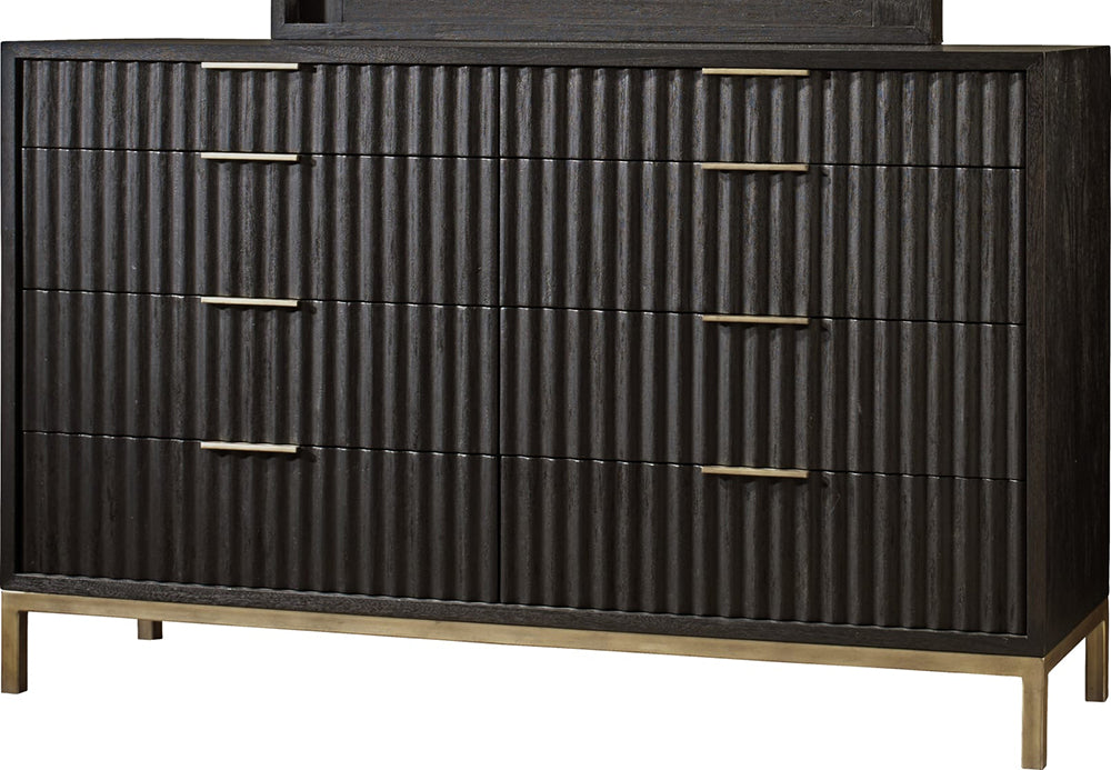 Modus Furniture - Kentifield Solid Wood Eight Drawer Dresser in Black Drifted Oak (2024) - 8ZU582A view 1