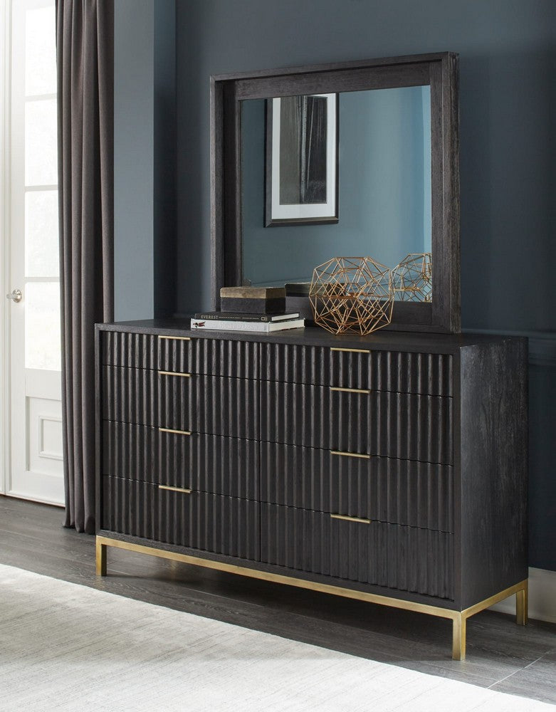 Modus Furniture - Kentifield Solid Wood Eight Drawer Dresser in Black Drifted Oak (2024) - 8ZU582A view 3