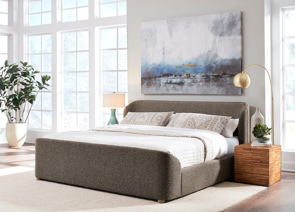 Modus Furniture - Kiki California King-size Upholstered Platform Bed in Pumpernickel Boucle - MQRVH6 view 8