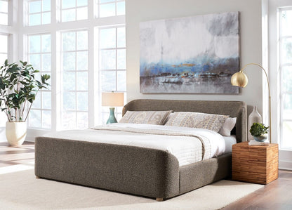 Modus Furniture - Kiki California King-size Upholstered Platform Bed in Pumpernickel Boucle - MQRVH6 view 8